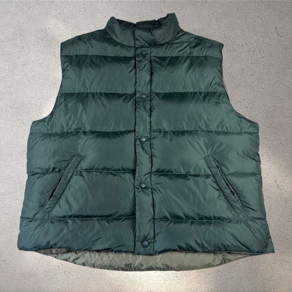 Cabelas Mens Premier Northern Goose Down Puffer Vest Size XL Green Zip Up